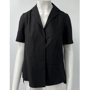 Narciso Rodriguez Black Cotton Short Sleeve Button-Up Shirt sz 40